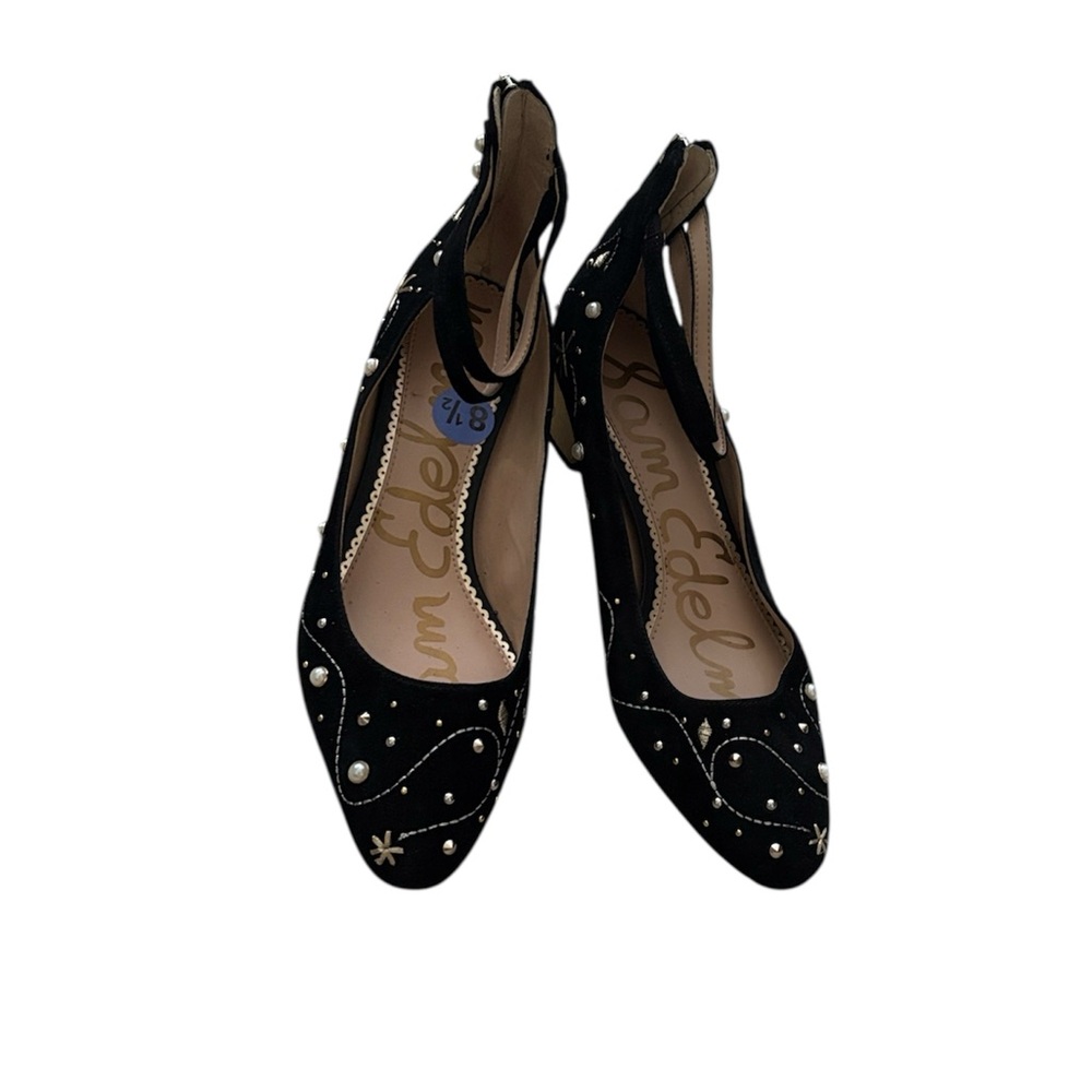 Sam Edelman Black Embellished Pointed Toe Slingback Flats
